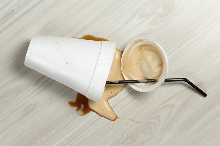 spilled cup of coffee