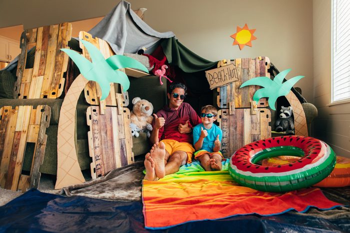 Cool Father and Son at Home Beach