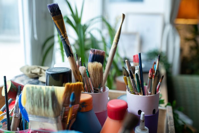 Bunch Of Paintbrushes Close-up
