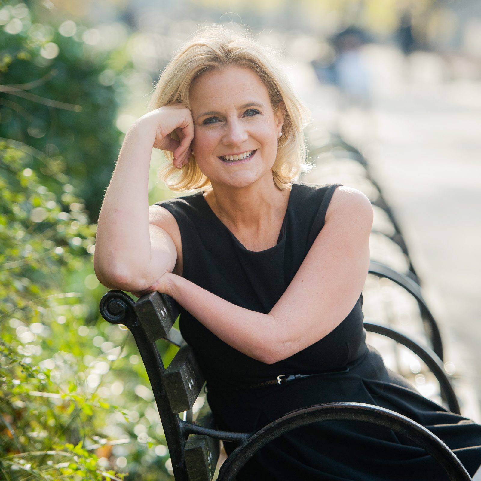 Ruth Rathblott sitting on a bench