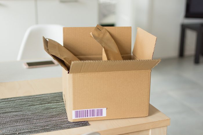 Opened cardboard box