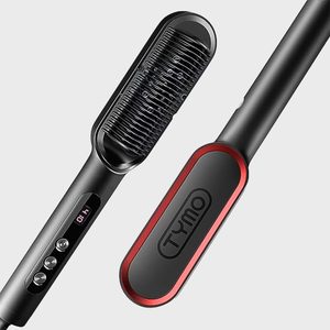 Hair straightening comb with buttons and 