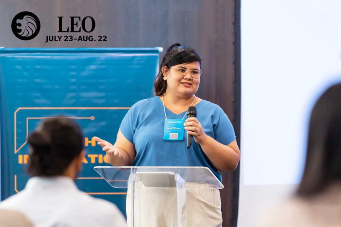 woman giving speech