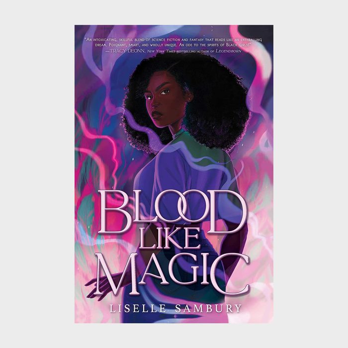 Woman stands against swirling colors, looking determined. Text reads, 