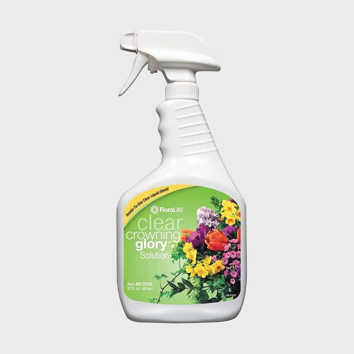 White spray bottle labeled 