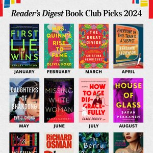 Book covers displayed in a grid, labeled with months January to December, titled 