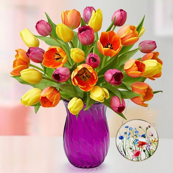 Assorted Tulip Bouquet Via 1800flowers.com