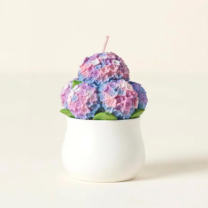 Hand Painted Hydrangea Candle