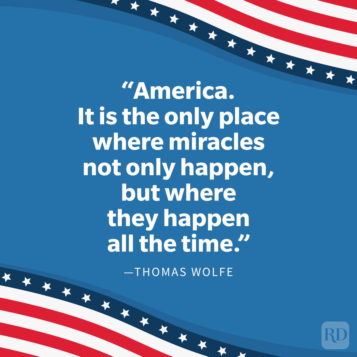 United States Of America Patriotic Quotes on blue background with the flag on opposite corners