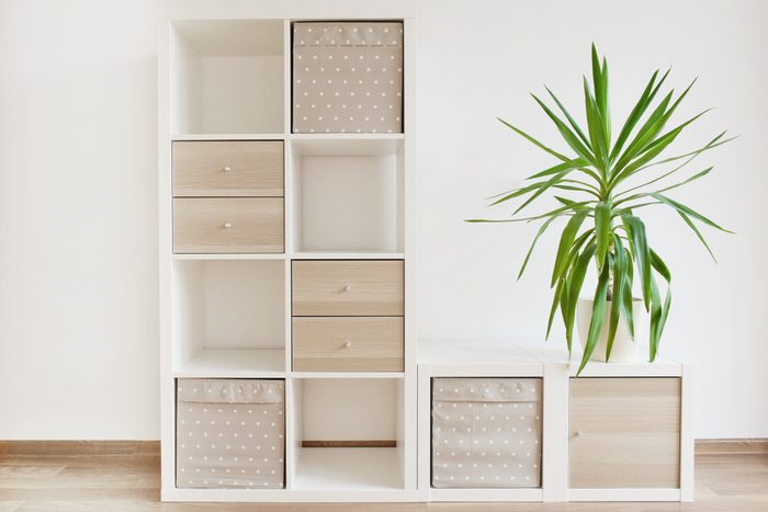 Modern furniture, white shelves