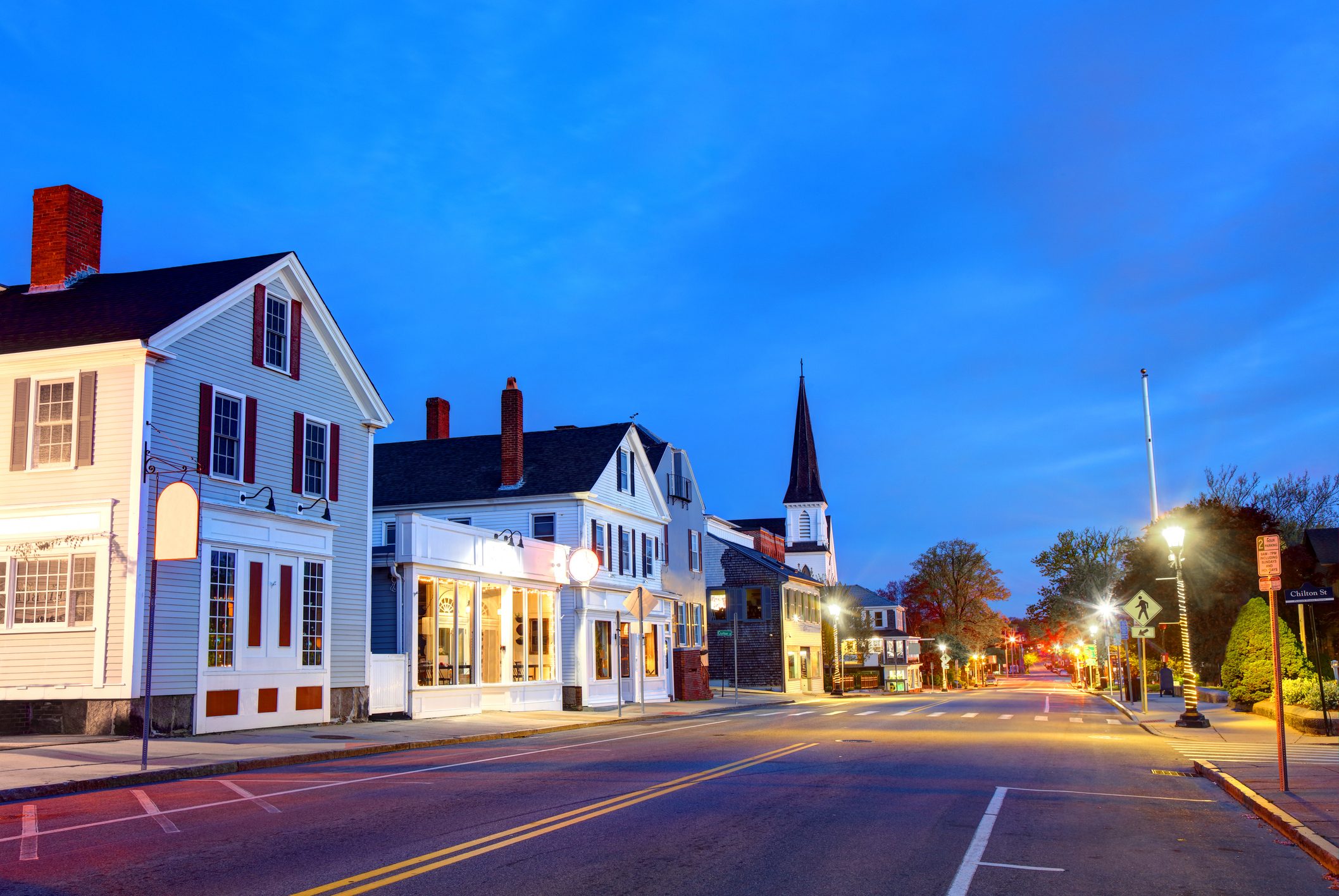 Plymouth, Massachusetts at dusk