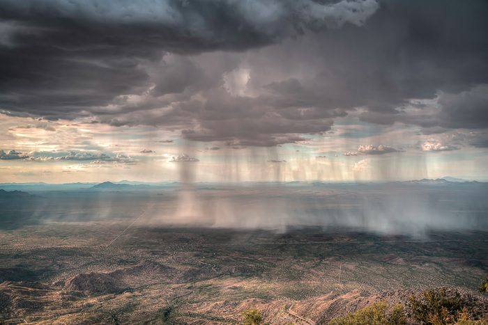 A storm drops a ball of rain and wind as a micro-burst on the front range of the Rockies