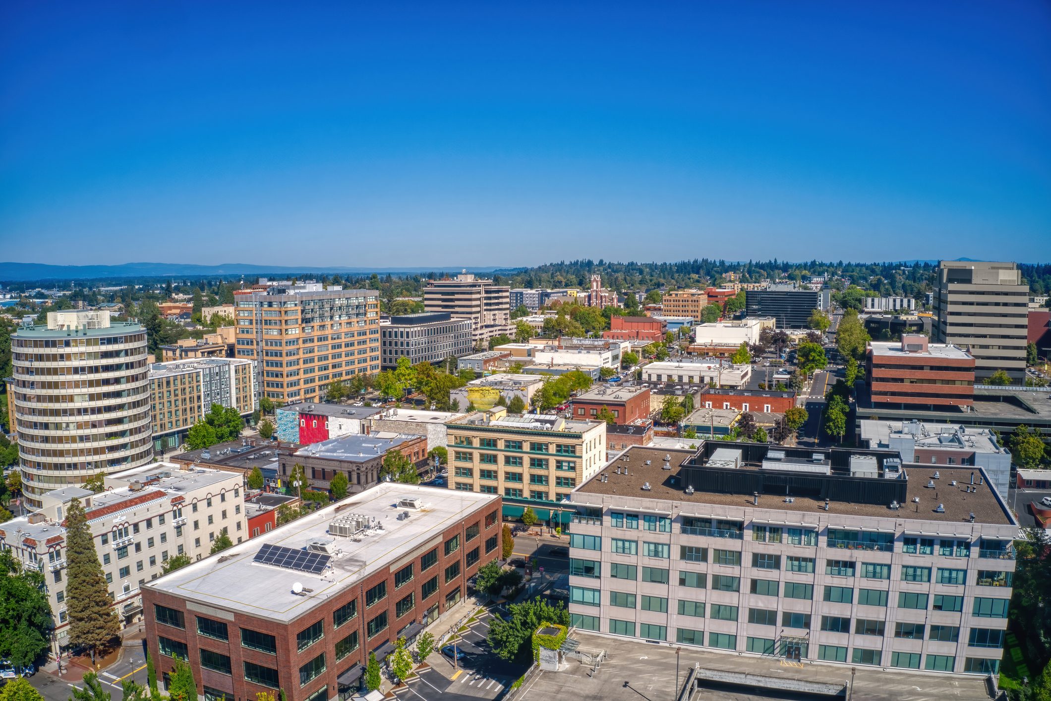 Aerial View of Vancouver, Washington Skyline during Summer